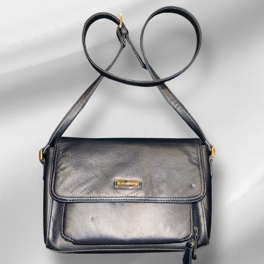 Elegant Black Leather Shoulder Bag‎
